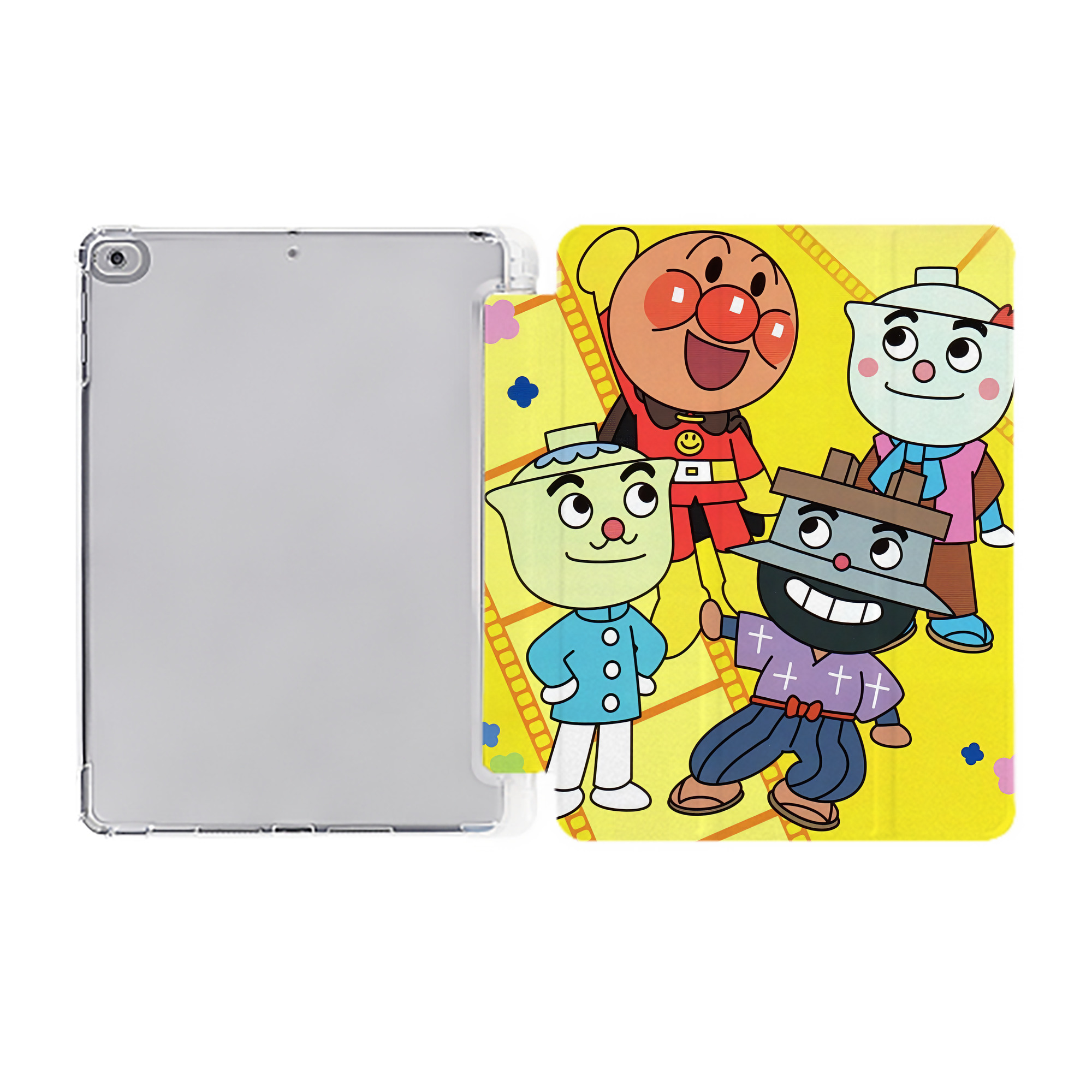（画像用） アンパンマン Anpanman IPad ケース ペン収納付き 三つ折りスタンド PUレザー×シリコン 対応機種9.5/10.5/10.9インチ